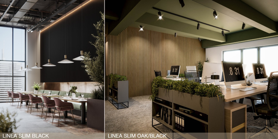 Drewniane lamele dekoracyjne Linea. fot. STEGU