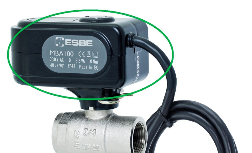 Siłownik na zaworze przełączającym MBA135, fragment zaworu na zdjęciu