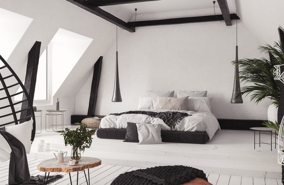 Sypialnia w industrialnym klimacie