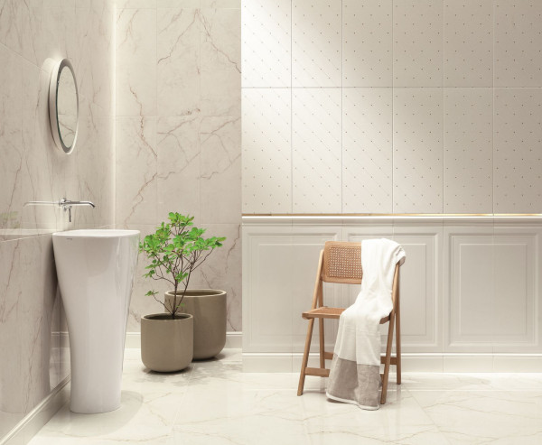 Aranżacja wnętrza z kolekcją Lumiere od Grupy Tubądzin