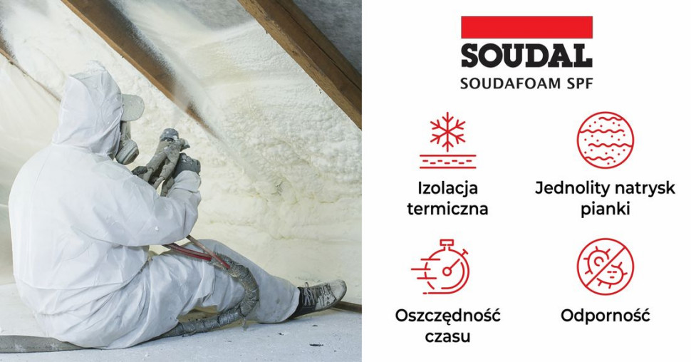 Natrysk pianki Soudaforam SPF na poddaszu. fot. Soudal