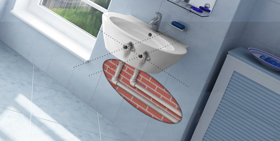 Rury umieszczone w ścianie