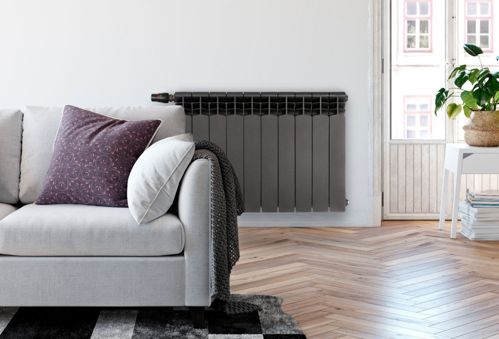 Grzejnik aluminiowy G500F KFA Armatura w kolorze grafitowym