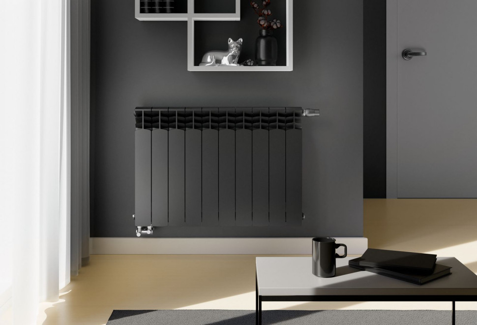 Grzejnik aluminiowy G500F KFA Armatura w kolorze czarnym