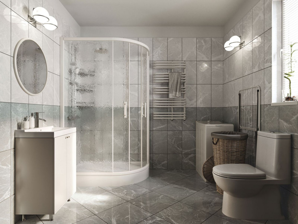 Łazienka wykończona płytkami ceramicznymi