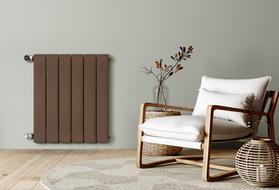 Grzejnik aluminiowy ADR 500 KFA Armatura w kolorze miedzianym.