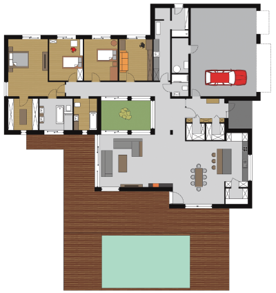 Architektura: Ryszard Jachtoma i Adrianna Jachtoma-Zglińska. Projekt opracowano na podstawie katalogowego projektu Wesołowski D1; Rzut parteru