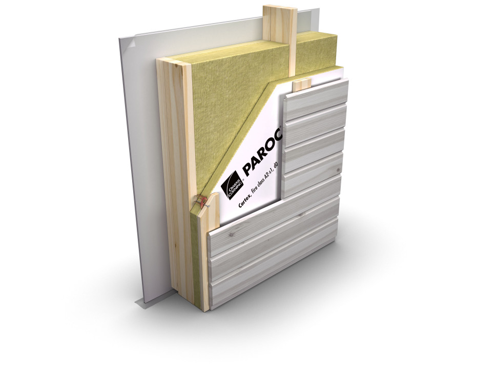 Schemat fasady wentylowanej ocieplanej wełną kamienną