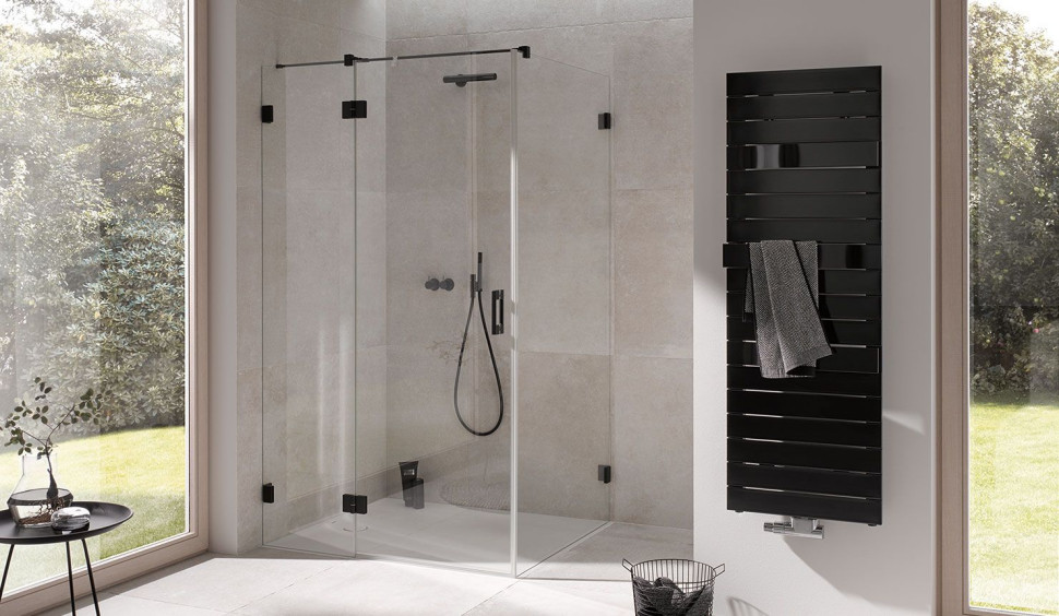 Kabina prysznicowa WALK-IN XB Dark Edition. fot. Kermi