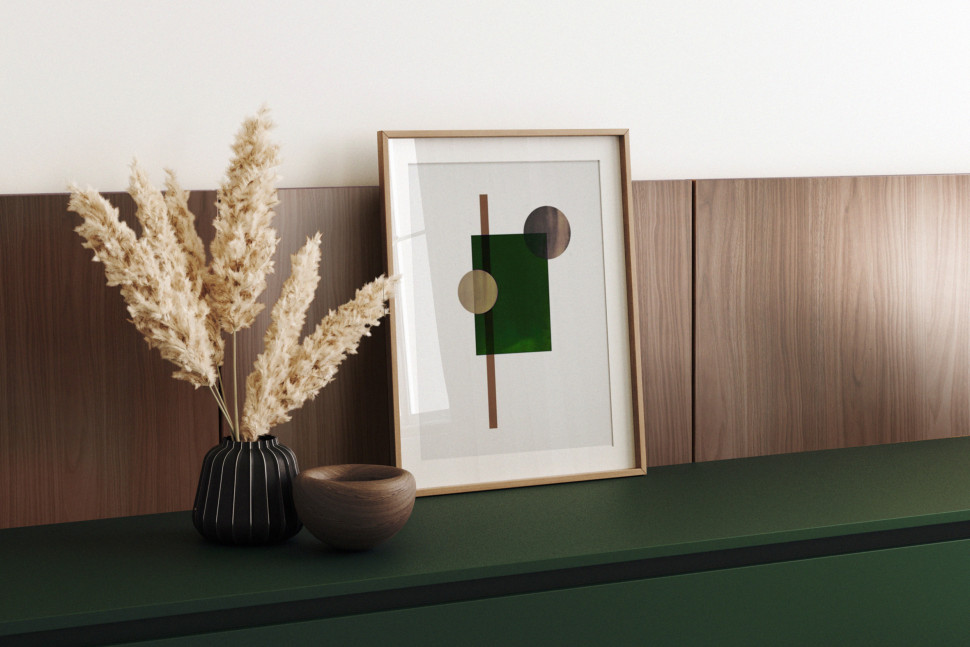 Płyta laminowana w dekorze Zieleń Butelkowa U 19016 oraz Orzech R30061