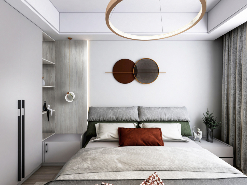 W aranżacji wykorzystano płytę laminowaną Sosna Słowiańska R55082 oraz Szarość Delfina U12044