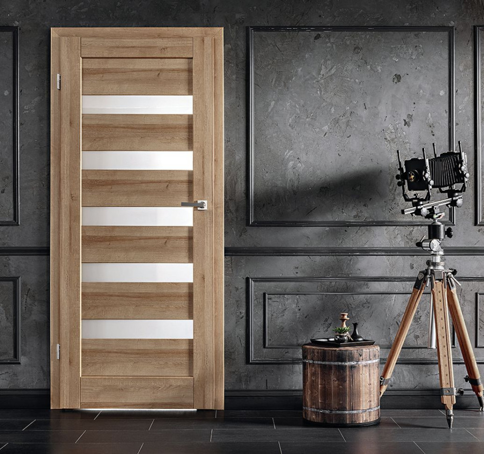 Porta Verte Home, model G4 - drzwi przylgowe o konstrukcji ramiakowej zbudowane z MDF i szyby hartowanej matowej