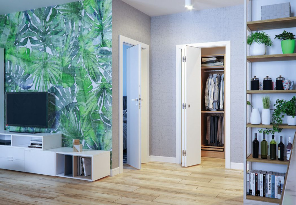 ALFA - dwusegmntowe drzwi płytowe zbudowane z MDF - aranżacja