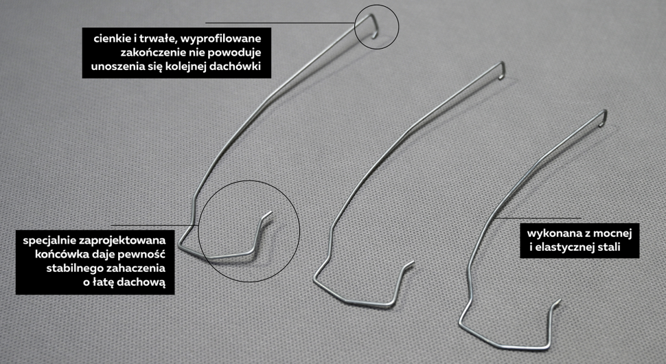 Klamry podwieszane dla dachówek ceramicznych TITANIA, SIMPLA i KODA