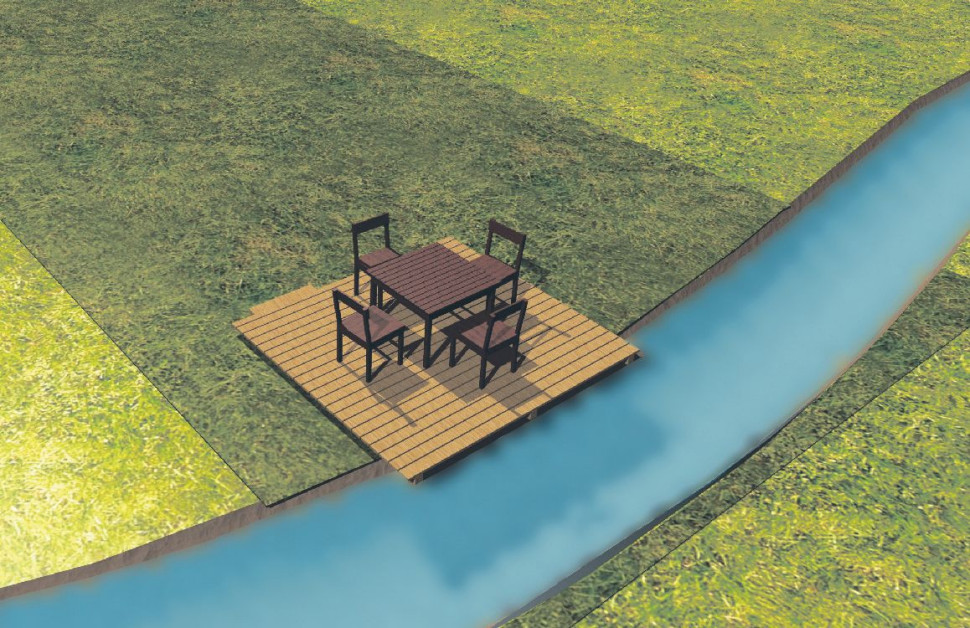 Sztuczna rzeka na działce - wizualizacja