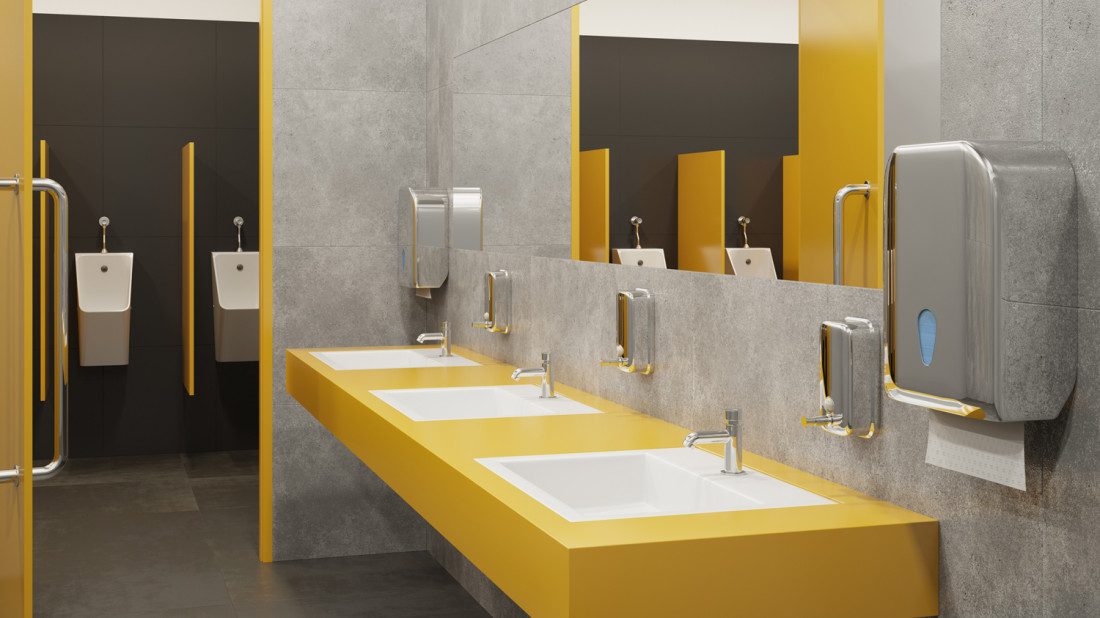 Komfortowa i estetyczna łazienka publiczna z armaturą Ferro