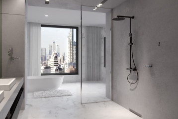 Nowoczesny zestaw natryskowy Trevi Black - w luksusowym pokoju kąpielowym