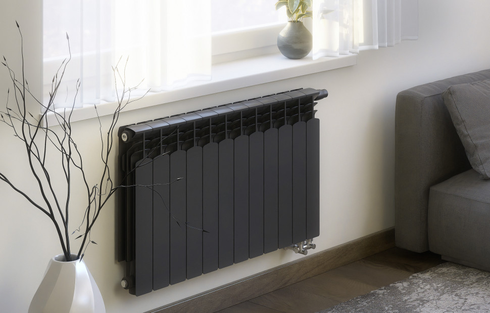 Grzejnik aluminiowy G500F KFA Armatura w kolorze grafitowym