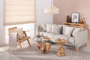 Beżowa roleta rzymska dzień-noc