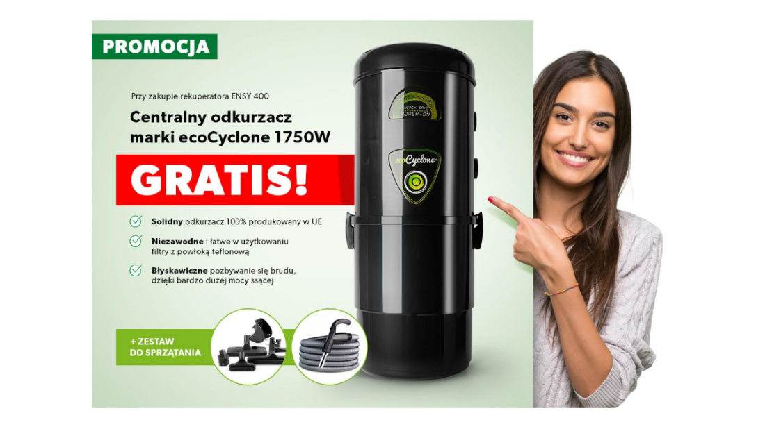 Kup rekuperator ENSY 400, a centralny odkurzacz dostaniesz gratis