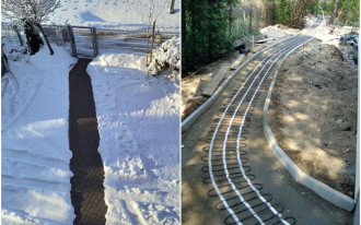 Kable lub gotowe maty grzejne ECOFLOOR®: suchy podjazd i chodnik bez odśnieżania
