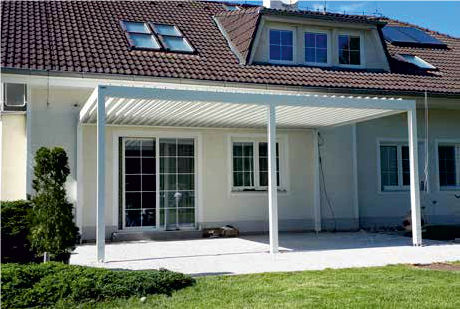 Pergola tarasowa AWILUX w wersji przyściennej