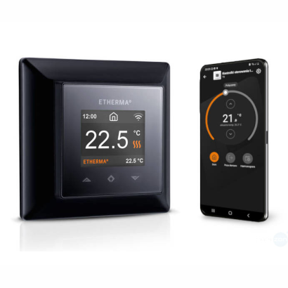 Termostat WiFi ETHERMA eTouch PRO Design z dotykowym ekranem, czarny