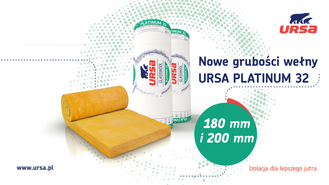 Wełna mineralna URSA PLATINUM 32 dostępna w 2 nowych grubościach: 180 mm i 200 mm