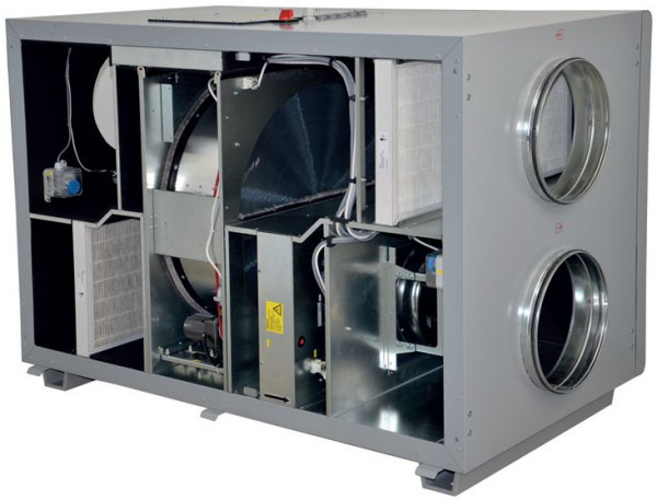 Wnętrze rekuperatora z wymiennikiem obrotowym