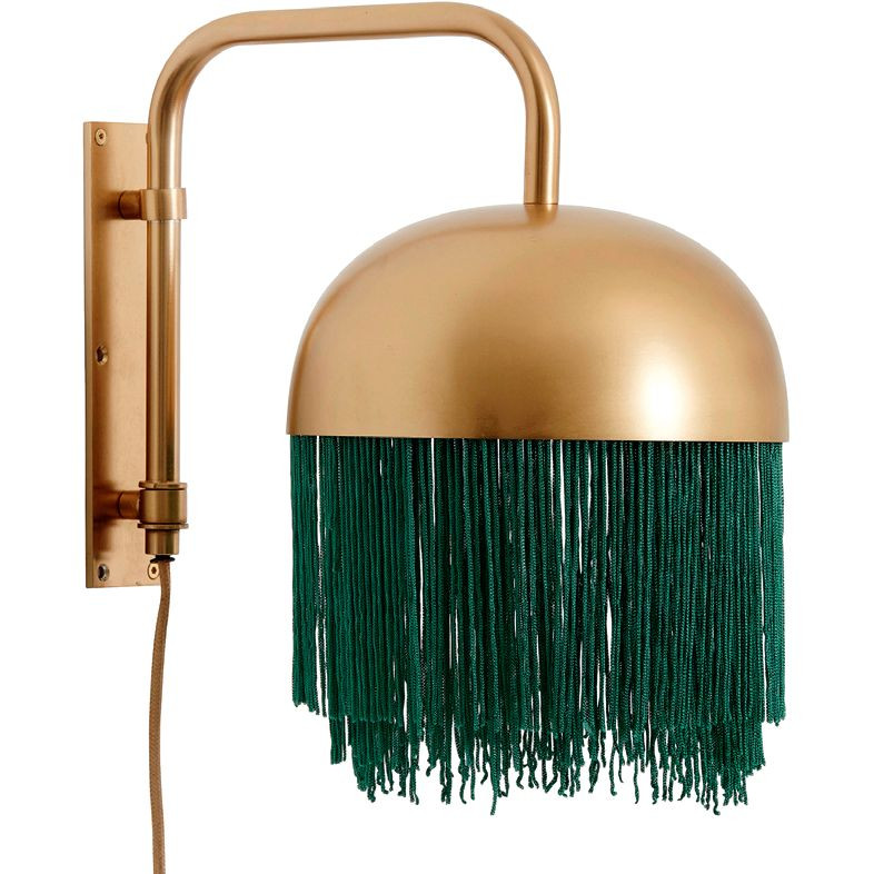 Żelazny kinkiet marki Nordal z poliestrowymi frędzlami wokół klosza