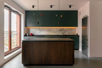 Nowoczesna kuchnia w niecodziennym odcieniu zieleni