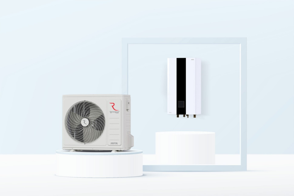 Pompy ciepła powietrze-woda Rotenso Heatmi typu split z dwukolorową jednostką wewnętrzną