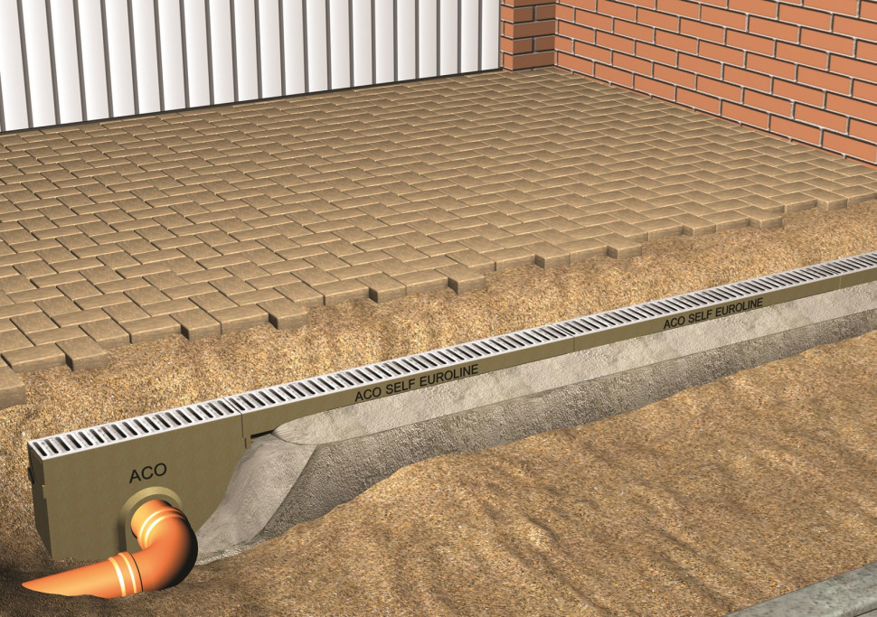 Odwodnienie podjazdu przed garażem - krok 4) Gdy nachylenie podjazdu jest większe niż 8%, należy zostawić belki obciążające