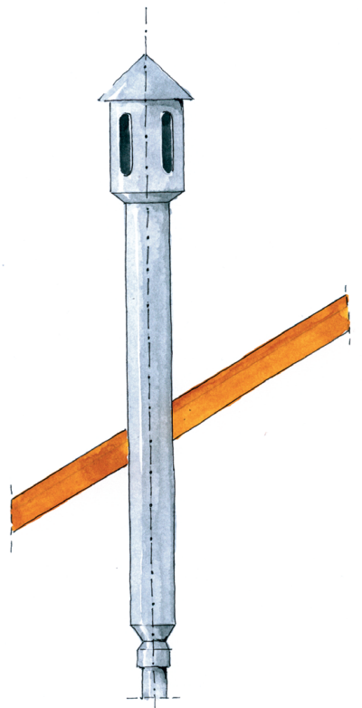 Rysunek:Wentylacja kanalizacji to wprowadzenie pionu kanalizacyjnego ponad dach budynku