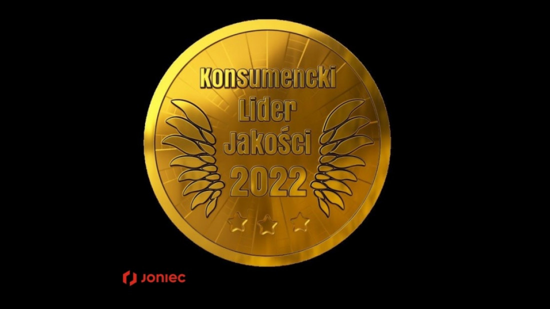 Złote godło Konsumencki Lider Jakości 2022 dla marki JONIEC®