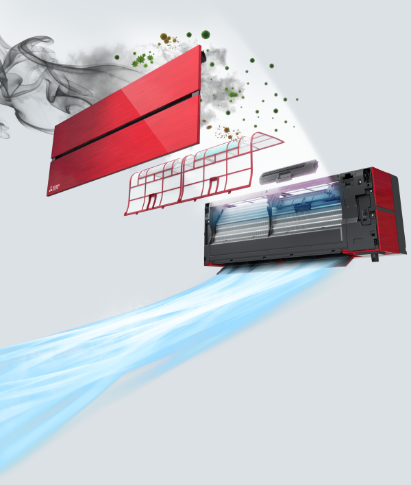 W urządzeniach klimatyzacyjnych Mitsubishi Electric zastosowano zaawansowane filtry oczyszczające powietrze