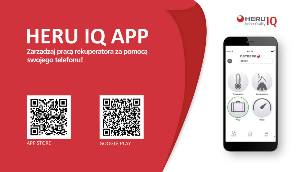 Aplikacja HeruIQ do sterowania rekuperatorami Östberg