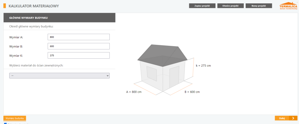 Kalkulator materiałowy Termalica