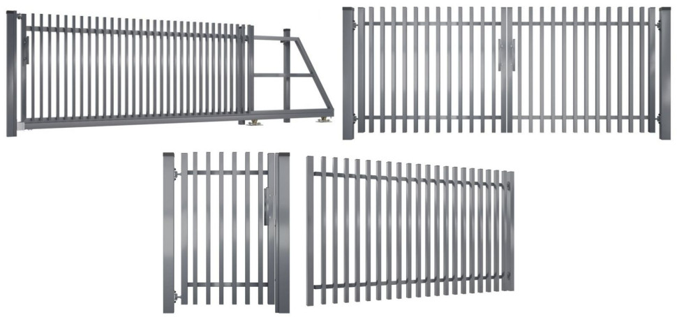 Elementy ogrodzenia Konsport P46 - brama samonośna, brama uchylna, furtka i przęsło