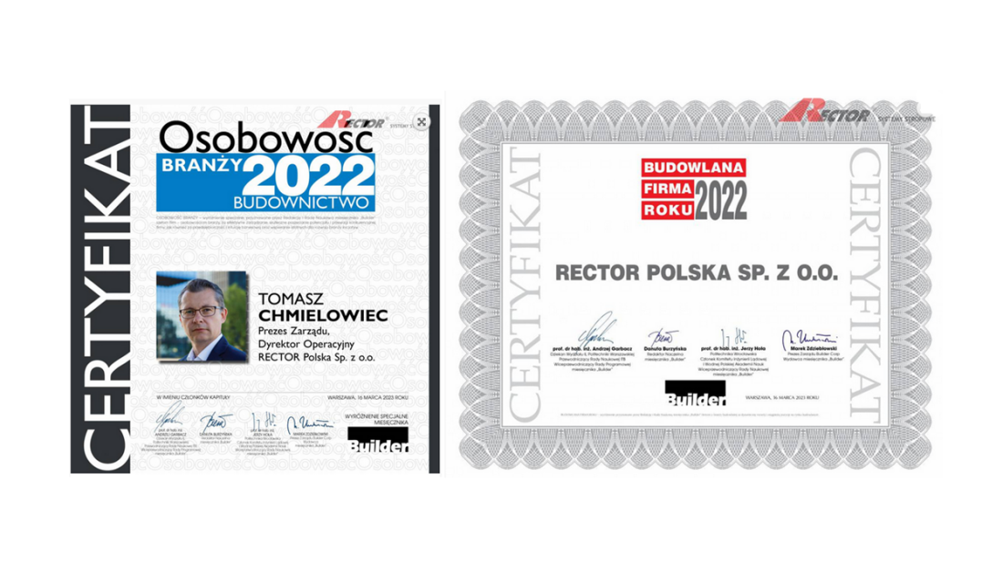 RECTOR Polska z dwoma wyróżnieniami na gali Builder Awards