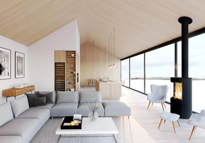 Cechą stylu soft scandi czy też new nordic są np. niezasłonięte okna