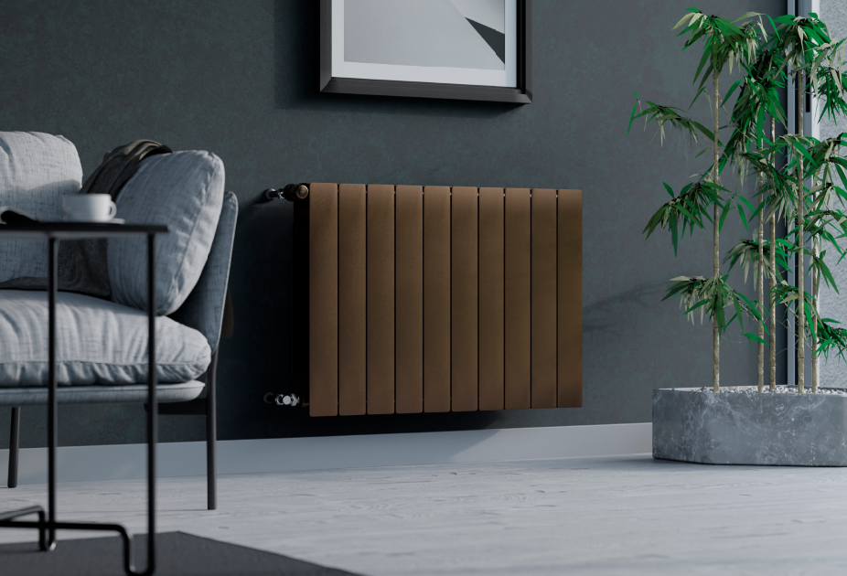 Grzejnik aluminiowy ADR 500 w kolorze miedzianym.