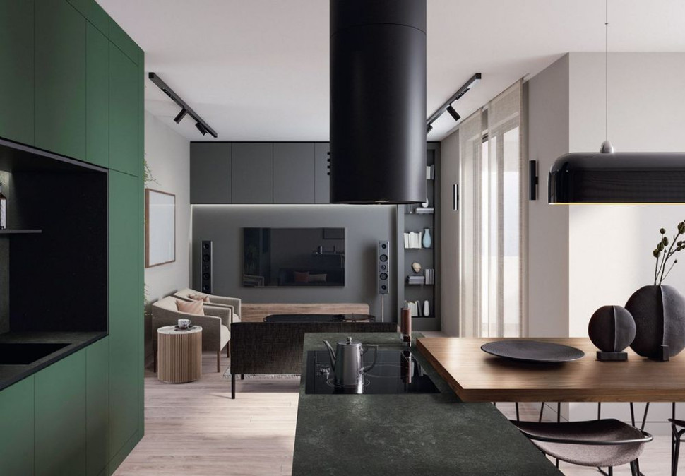 Okap przeznaczony do montażu nad wyspą