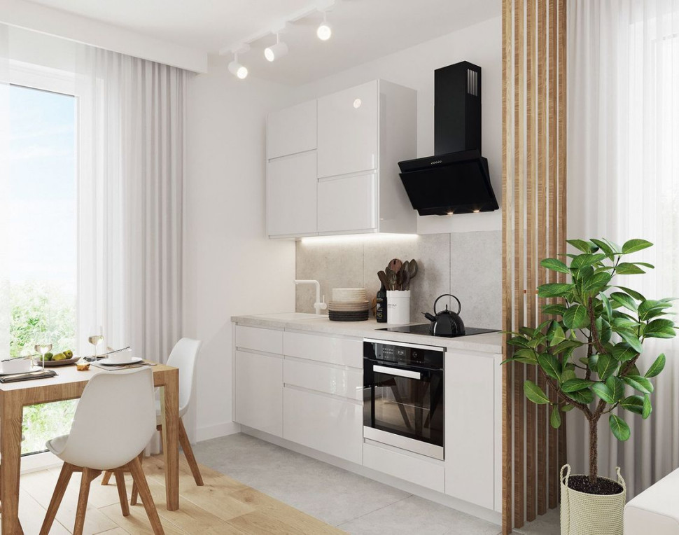 Dekoracyjne lamele oddzielające kuchnię od salonu