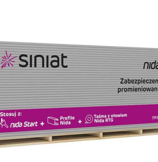 Płyta gipsowo-kartonowa z powłoką ołowianą Nida RTG (TYP DF)