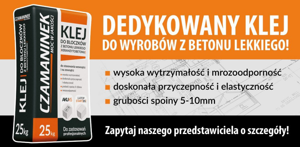 Klej do pustaków i bloczków z keramzytobetonu. fot. Czamaninek
