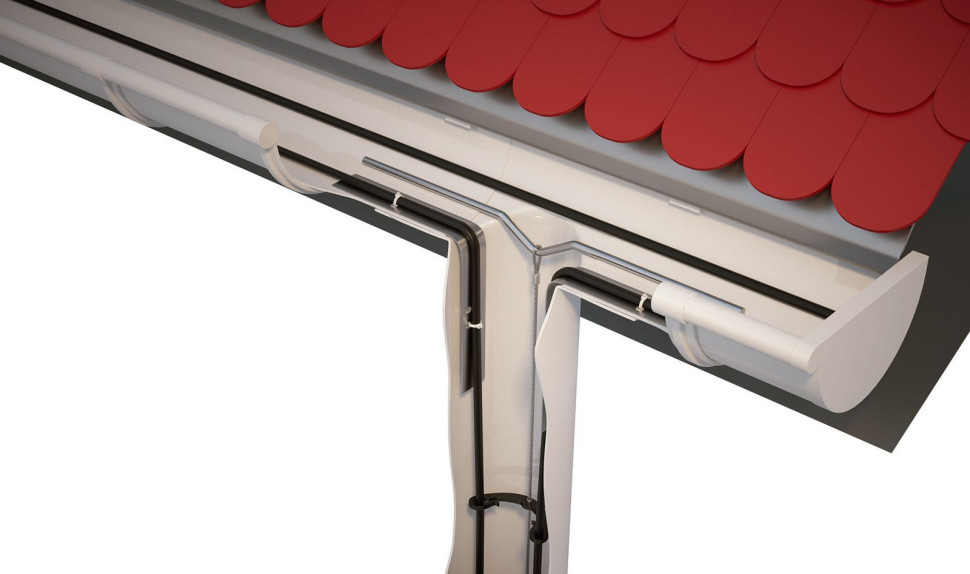 Przewody grzewcze układa się na dnie rynien i na całej długości rur spustowych