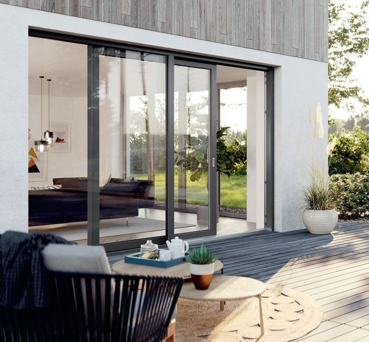 Drzwi tarasowe REHAU SLIDE BALKON PRZESUWNY, 2-KWATEROWY Z JEDNYM SKRZYDŁEM JEZDNYM