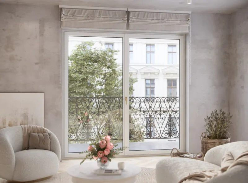 Okno Prismatic OKNOPLAST z centralną klamką.