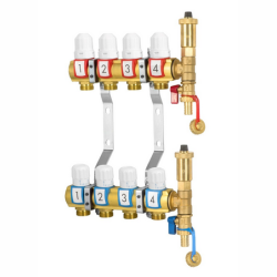 KOMPLET ROZDZIELACZA Z ZAWORAMI TERMOSTATYCZNYMI I ZAWORAMI REGULACYJNYMI